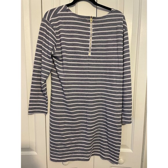 Sail To Sable Striped Knit Dress With Back Gold Zipper Detail Long Sleeves Women - Picture 5 of 6